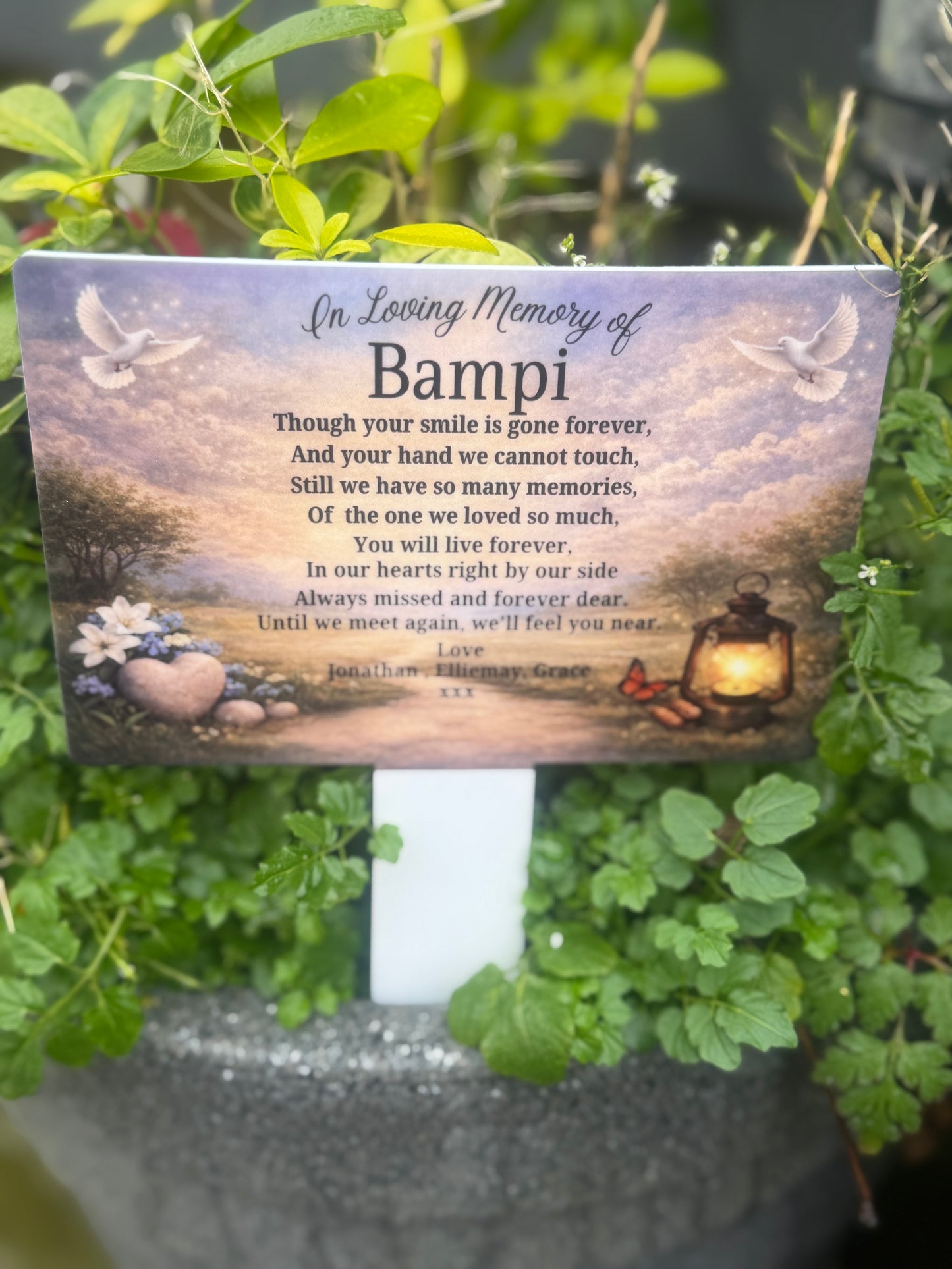 Personalised Memorial Grave Marker Bampi ect