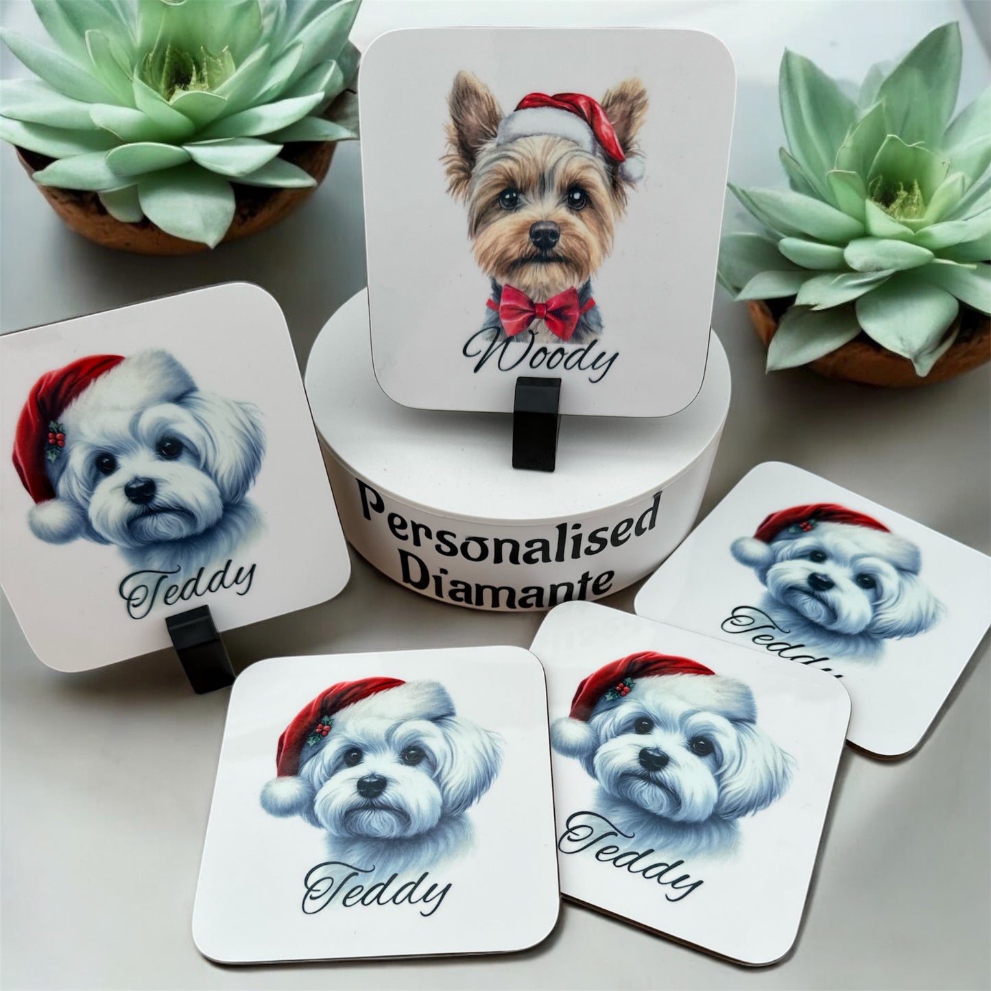 Personalised Christmas Dog coaster