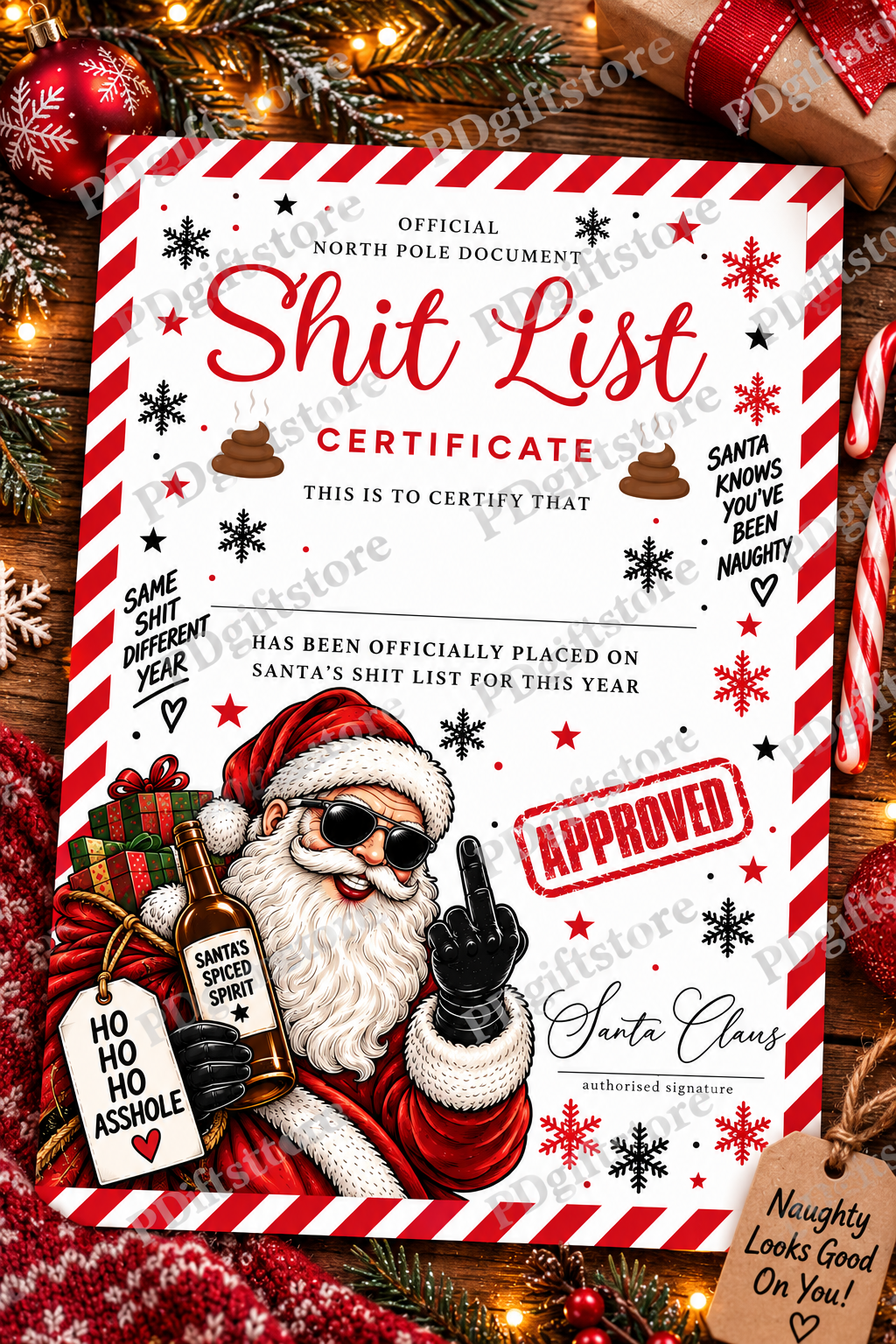 Personalised Naughty Santa shit list Certificate (Copy)