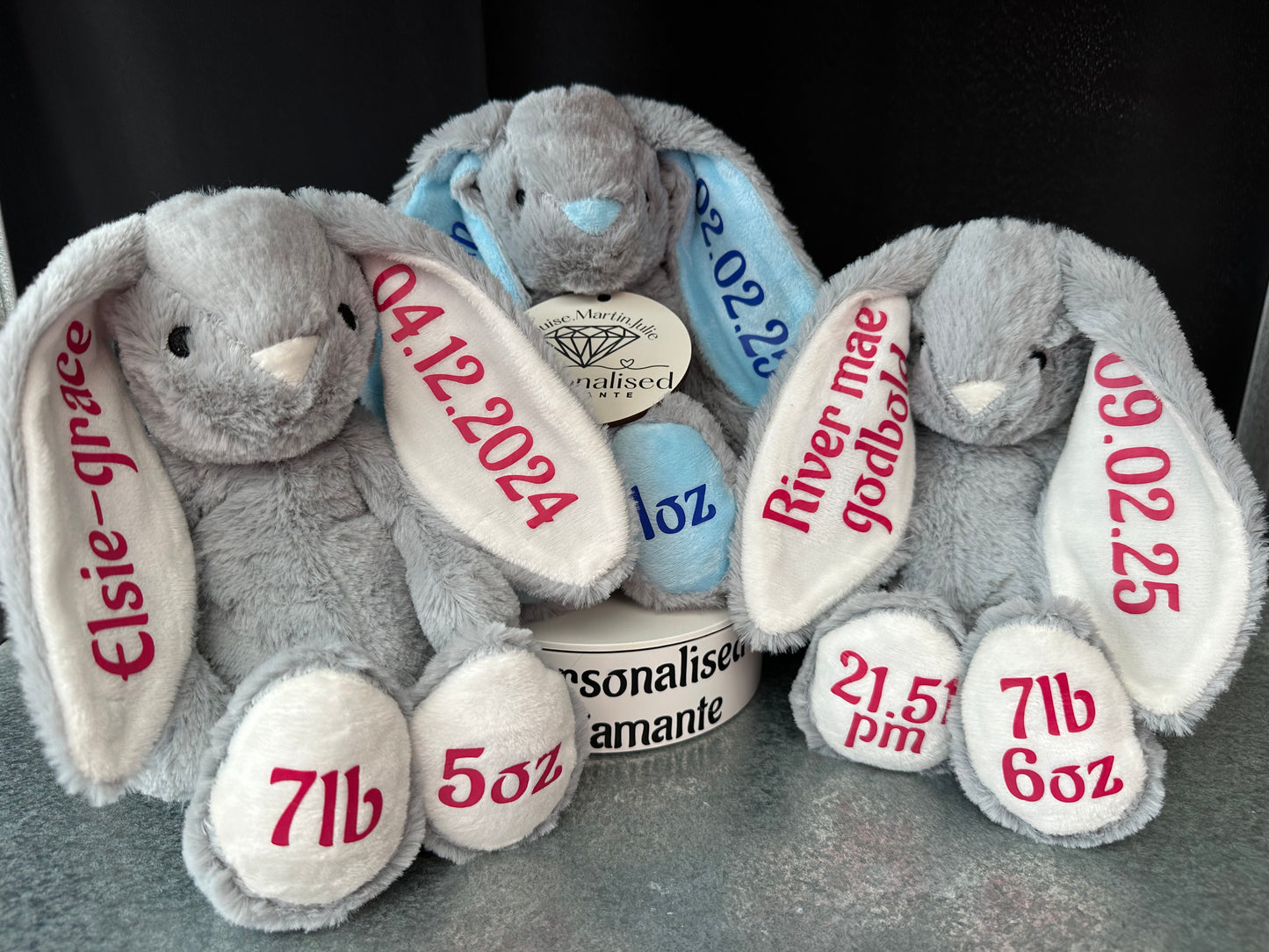 Personalised teddy bunny, bunny comforter new baby gift