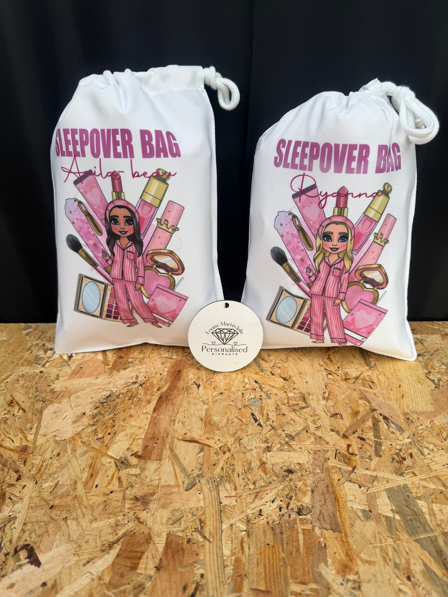 Personalised Sleepover party Make up gift bags