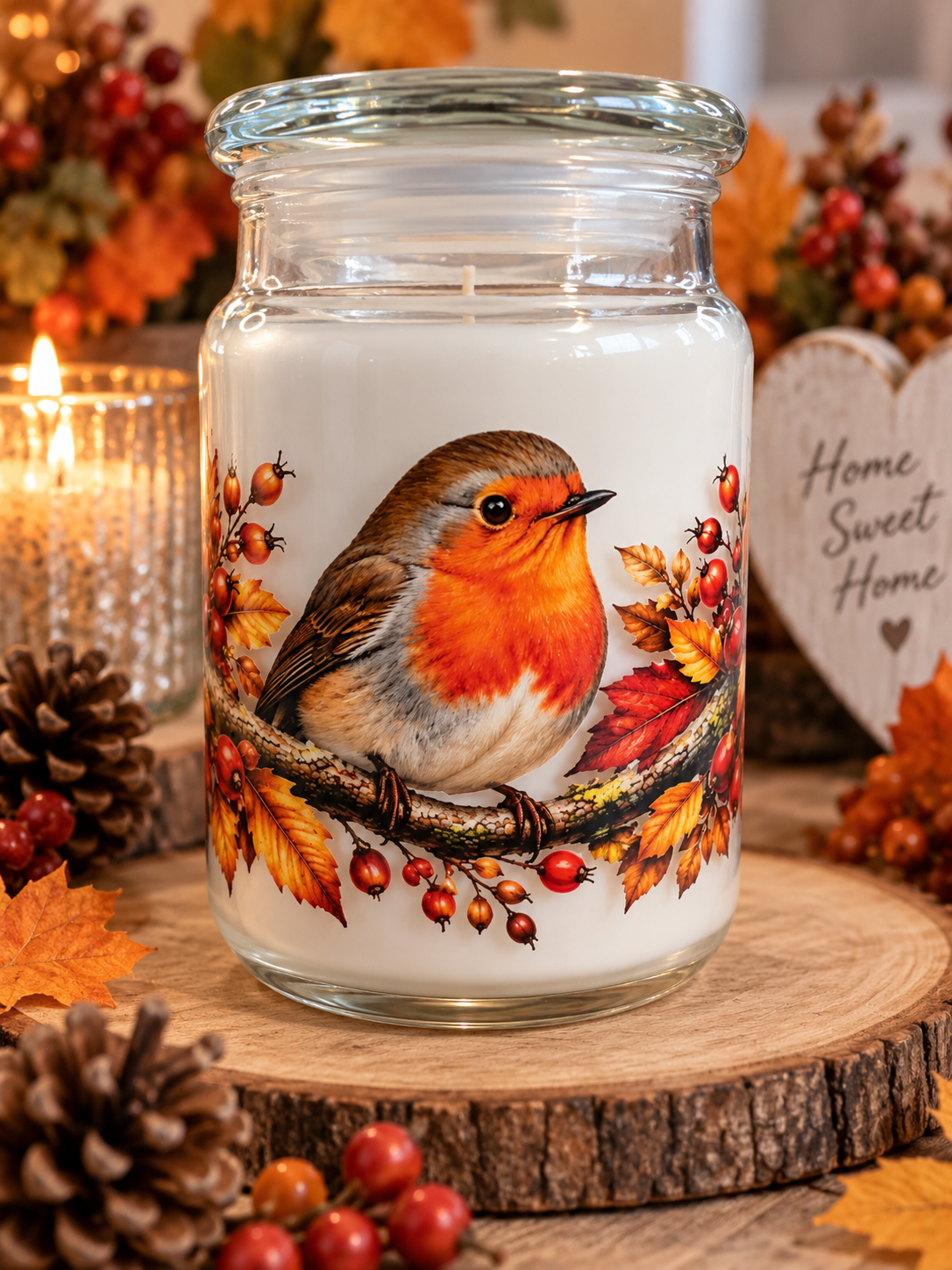 Autumn robin Candle