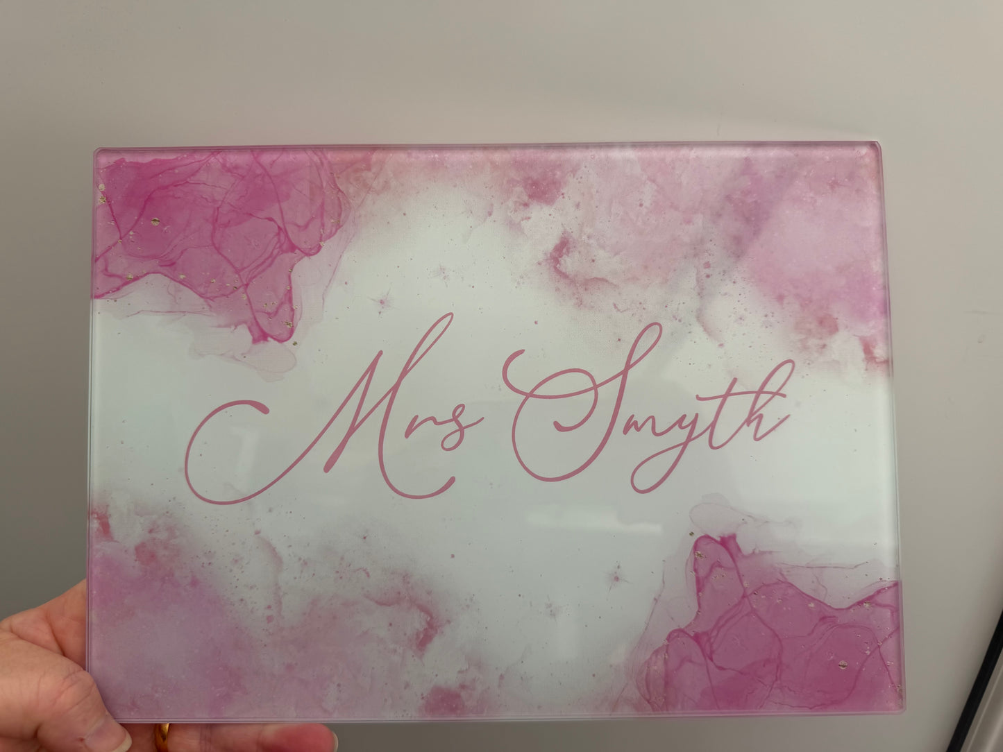 Pink personalised A4 heat protection board