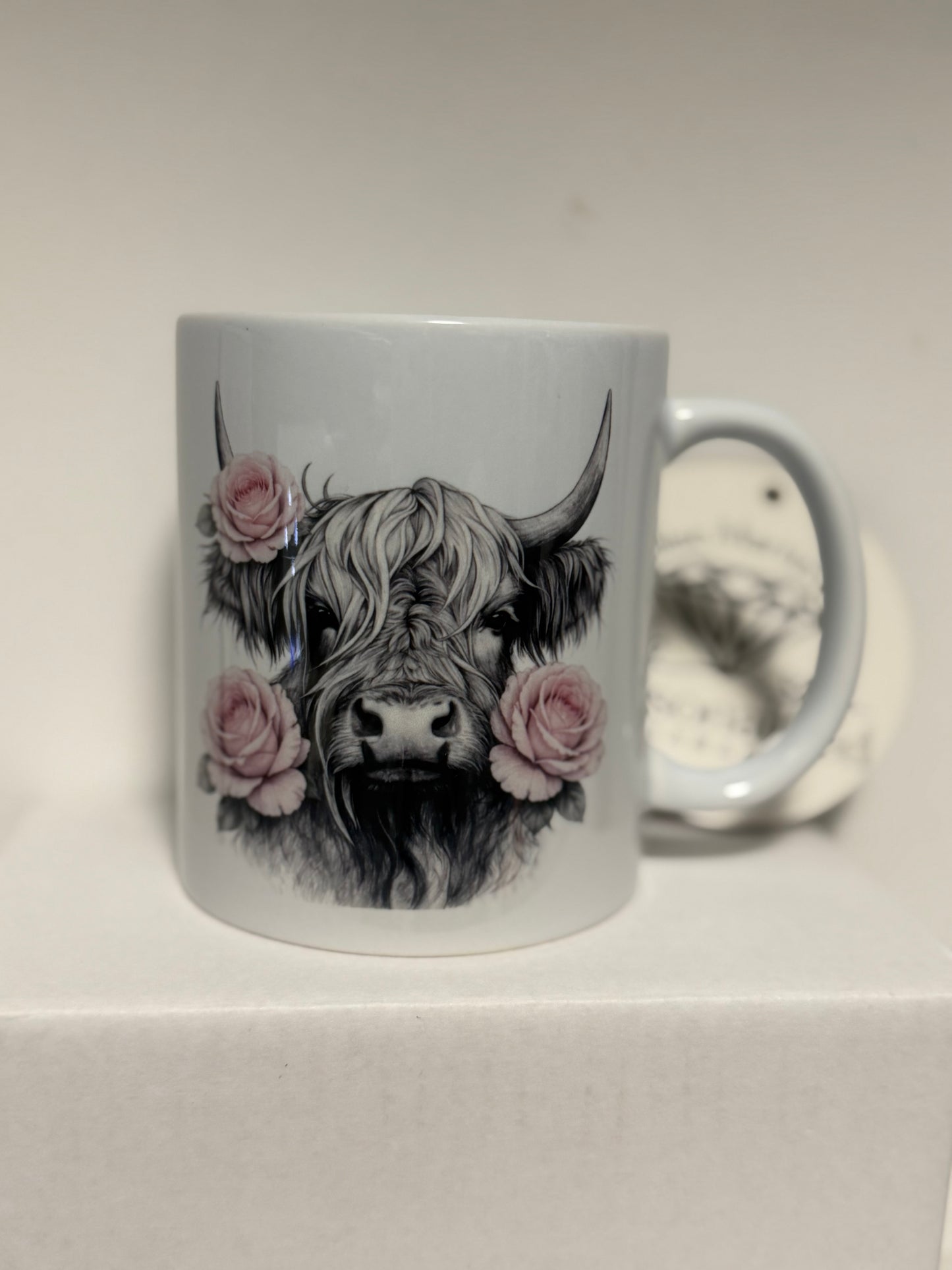 Highland cow mug floral design's