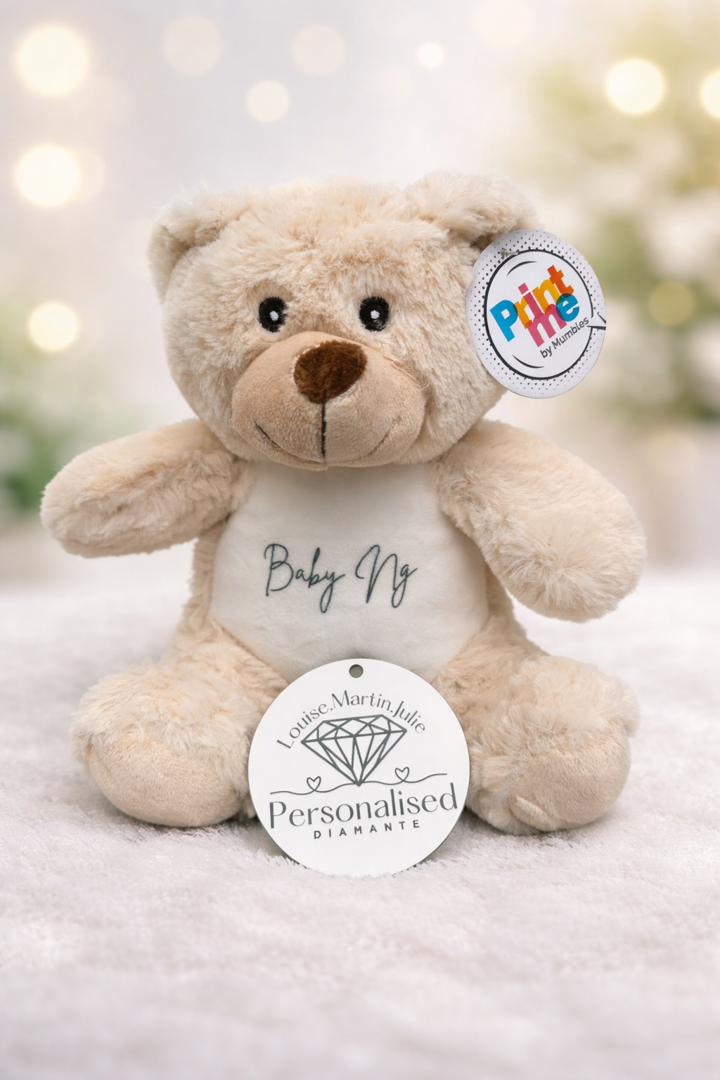 Personalised Teddy Bear Gift: Baby Name Keepsake Soft Toy