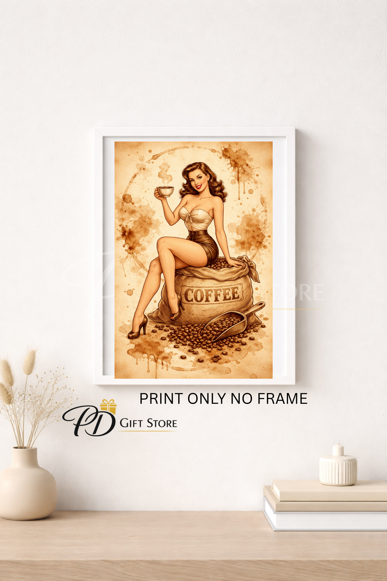 Coffee vintage style pin up girl