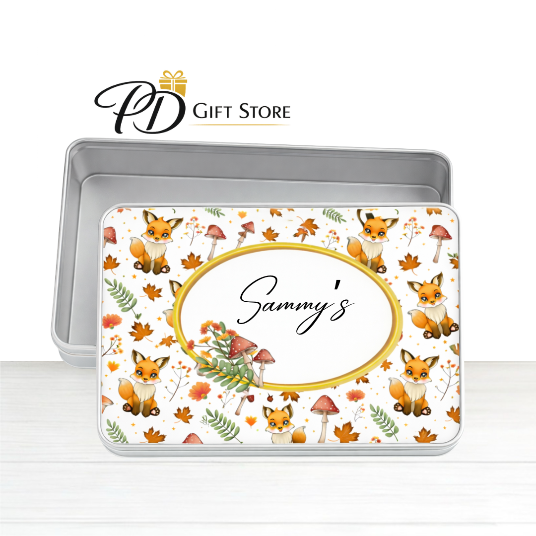 Personalised fox design Tin