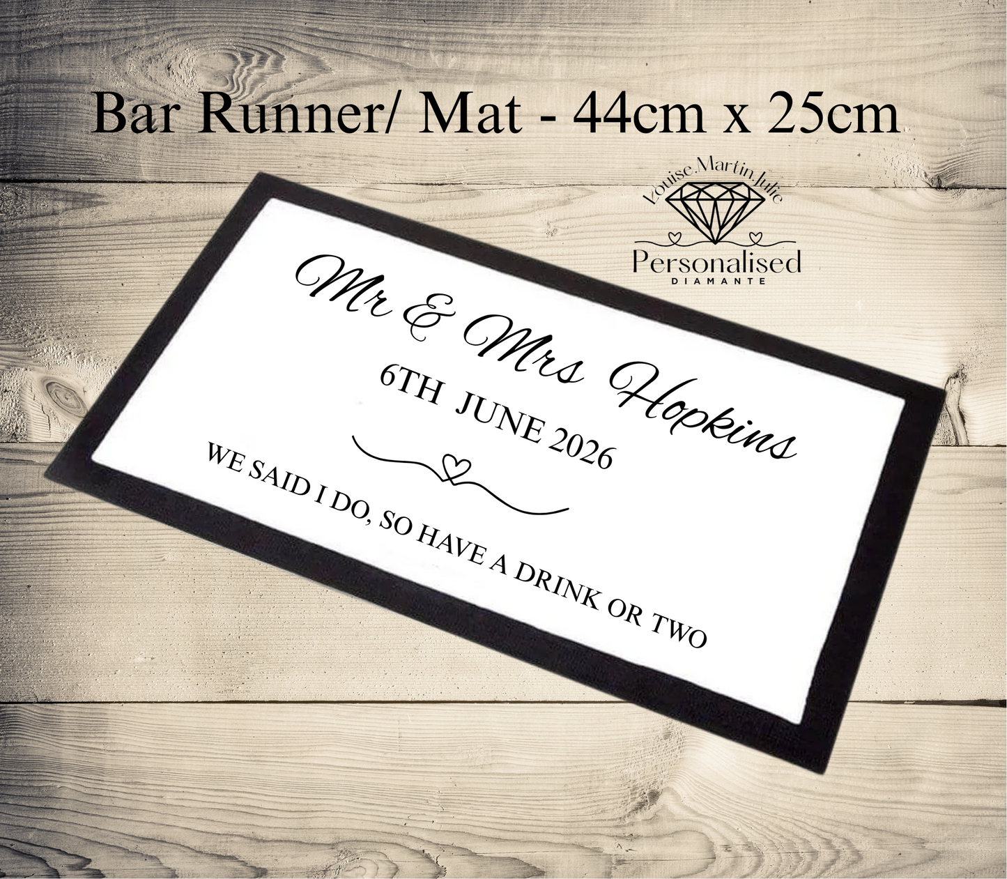 Personalised Wedding Bar Mat