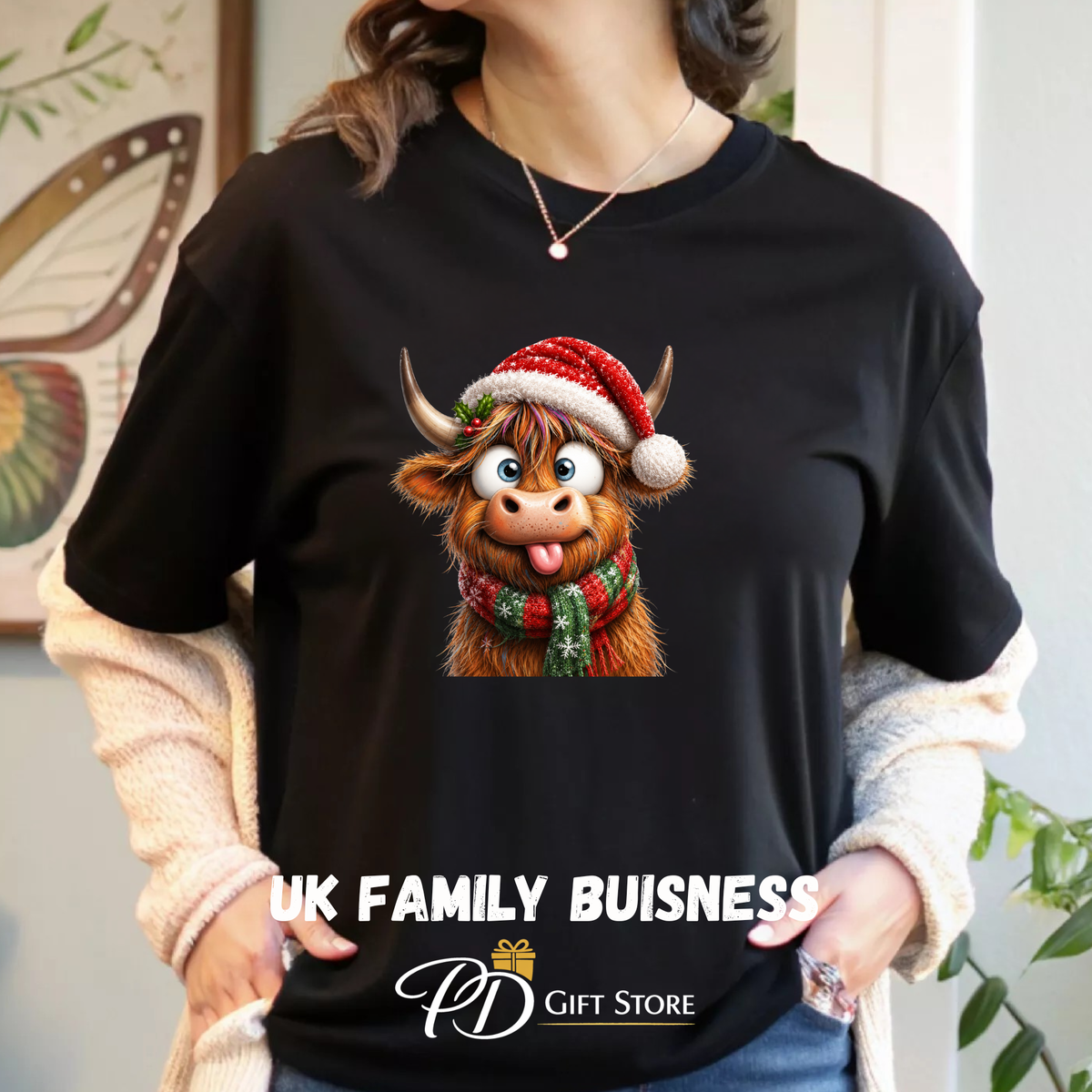 Christmas funny highland cow T-shirt