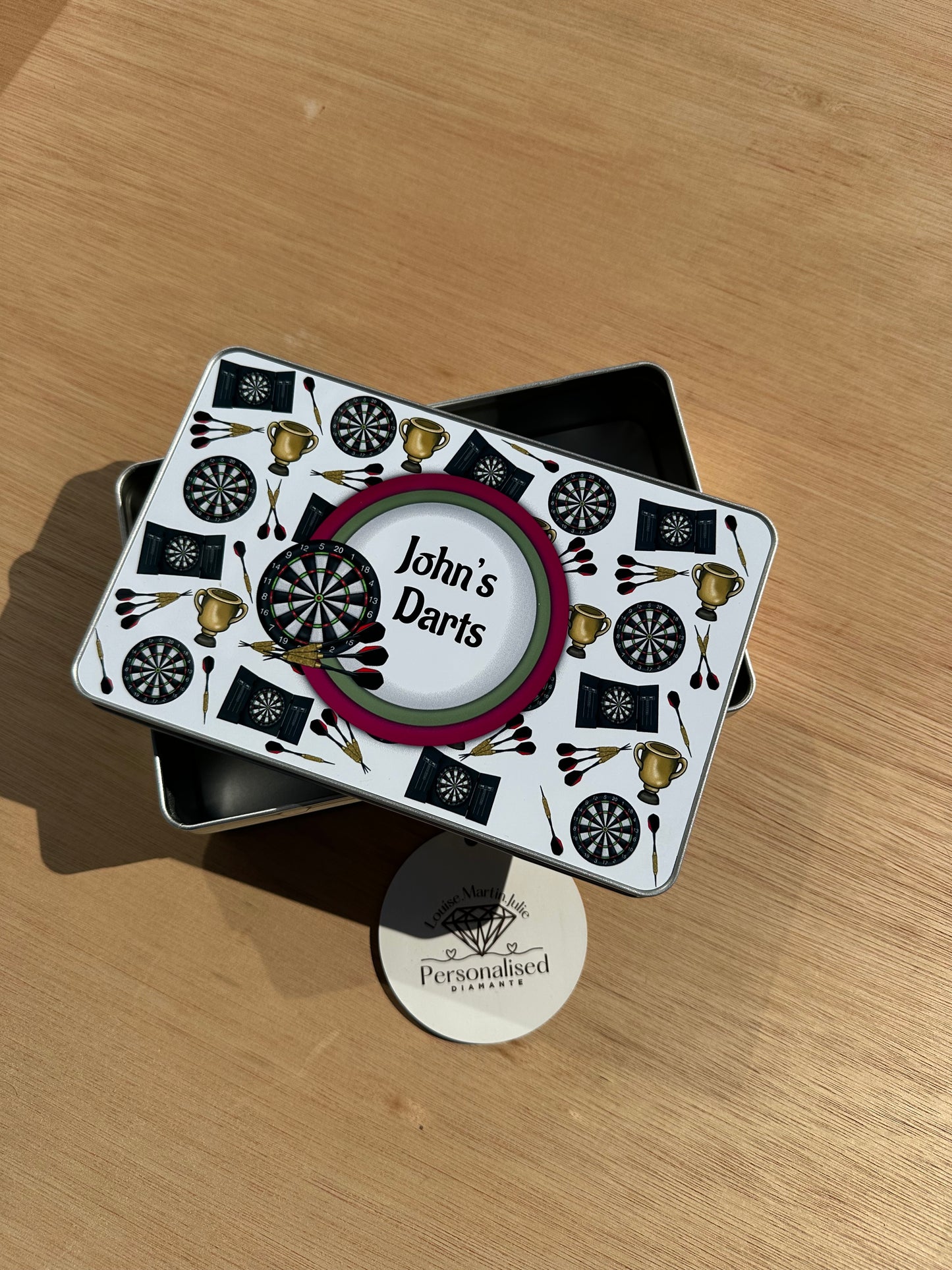Personalised Darts tin with or with out matching mug