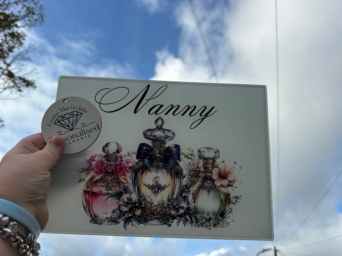 Perfume design glass vanity table board personalised