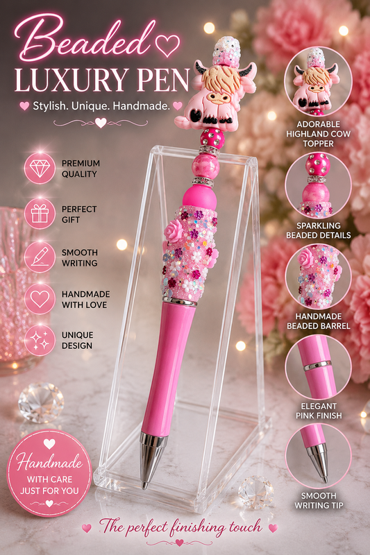 Highland cow pink Bead pen