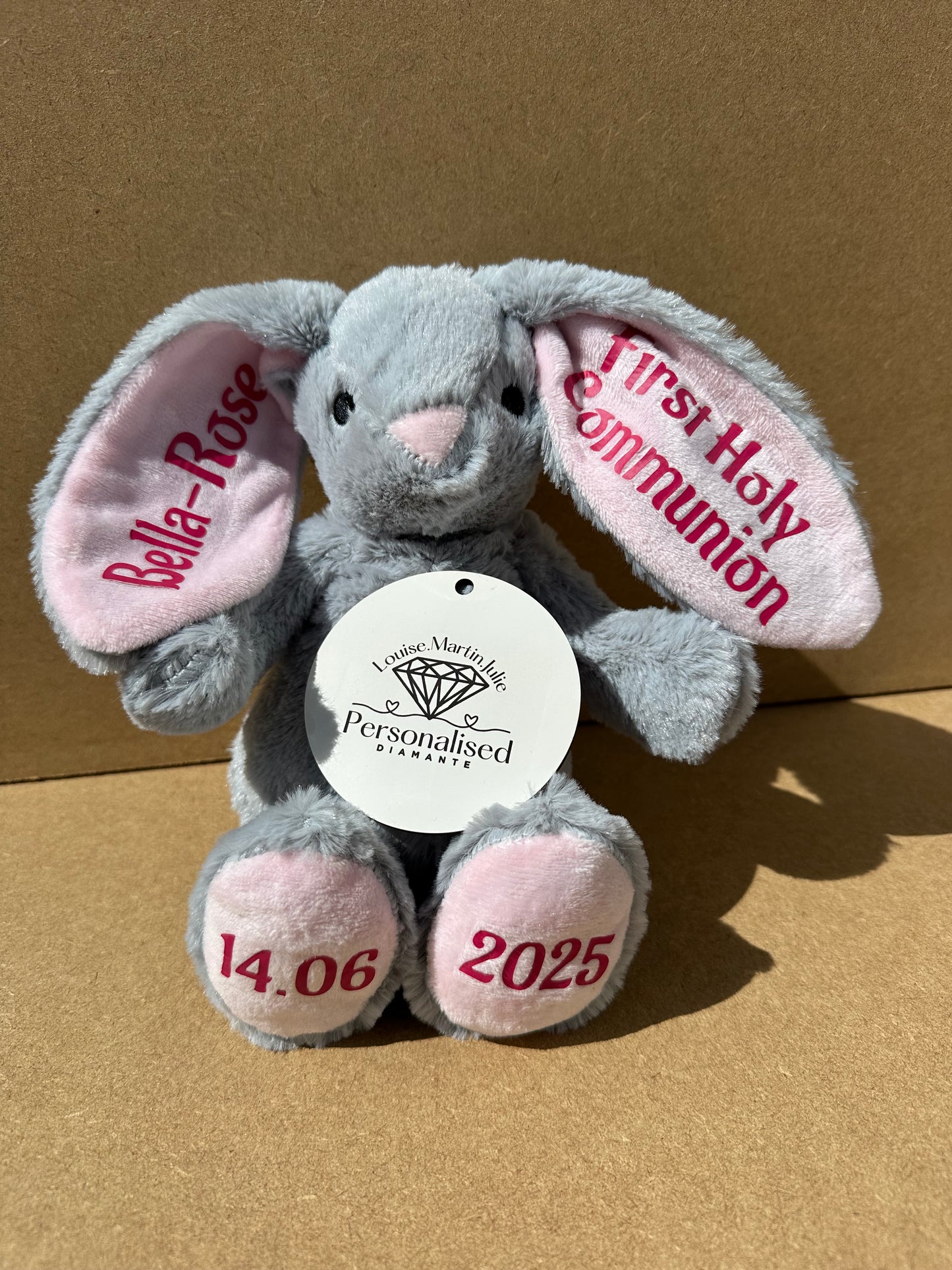 Personalised teddy bunny, bunny comforter new baby gift