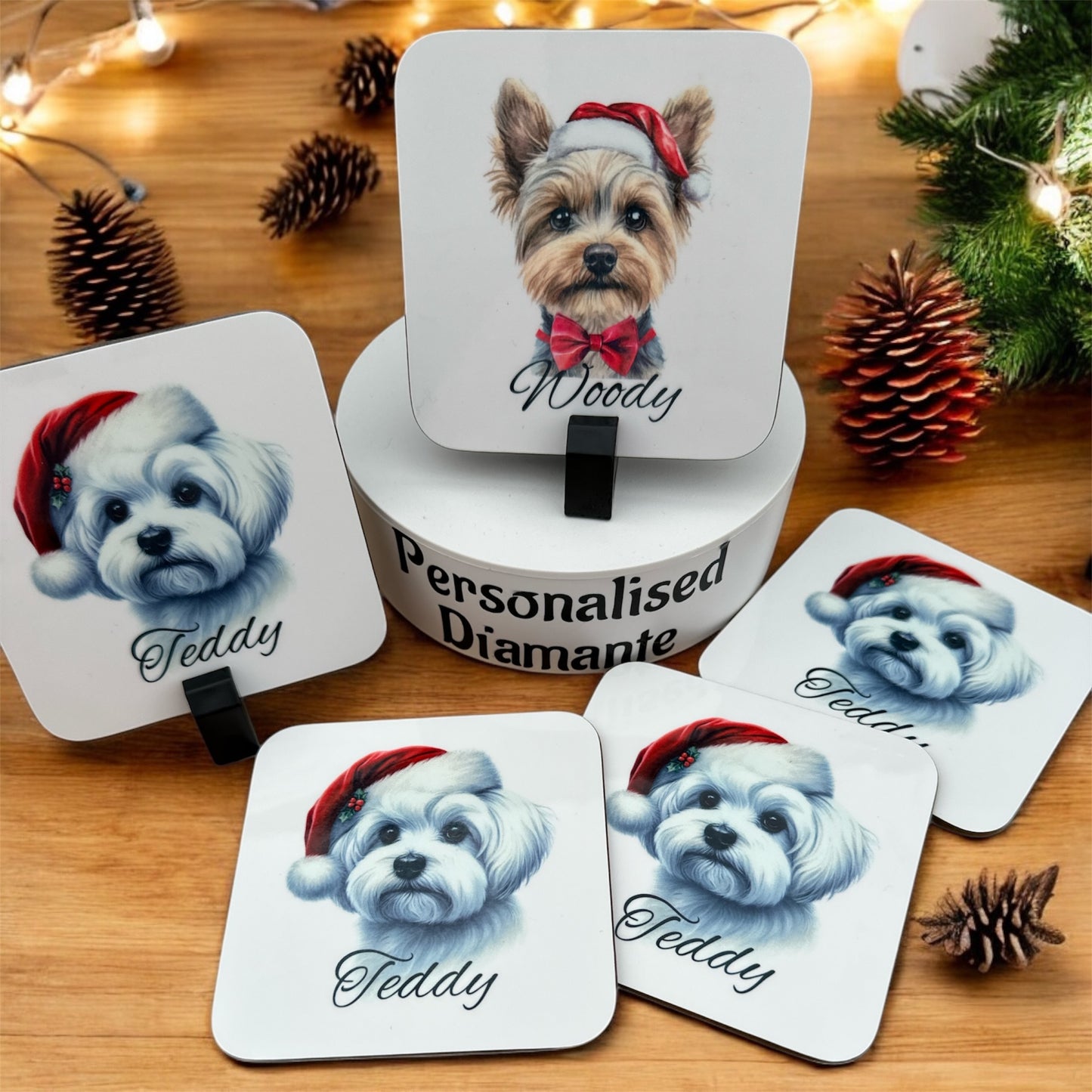 Personalised Christmas Dog coaster