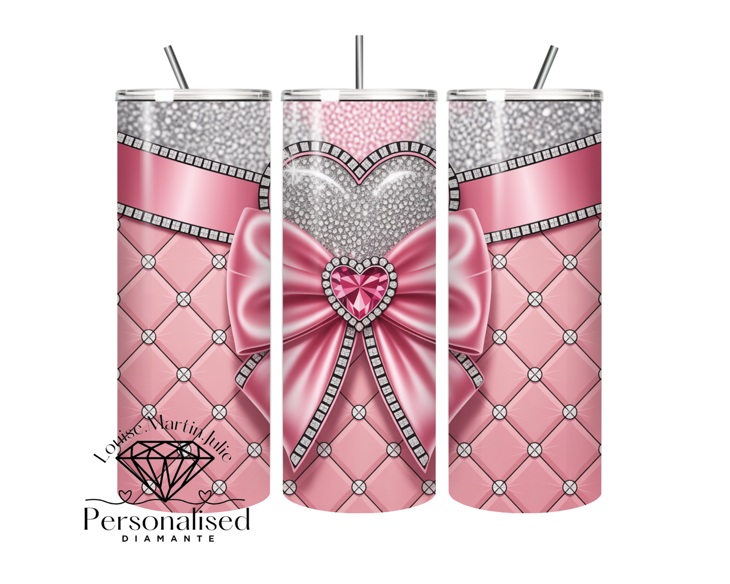 Pink and Silver glam bow 11 oz Tumbler