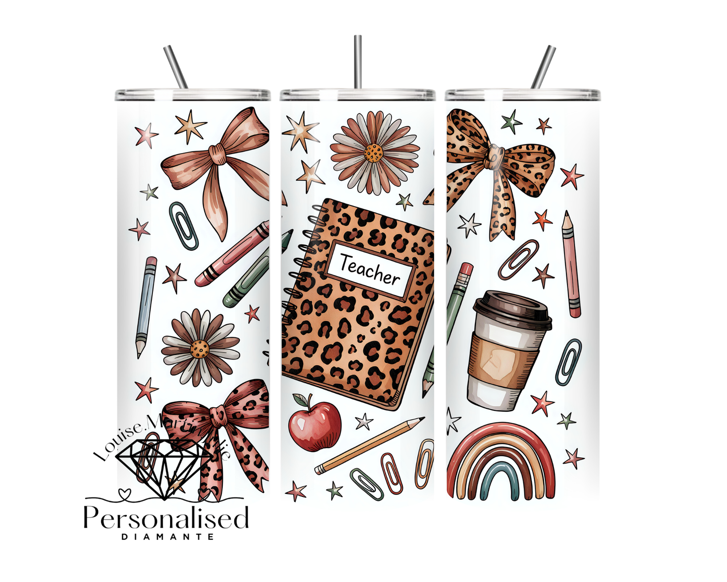 Teacher bow 11 oz tumbler