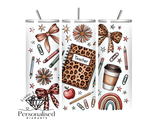 Teacher bow 11 oz tumbler