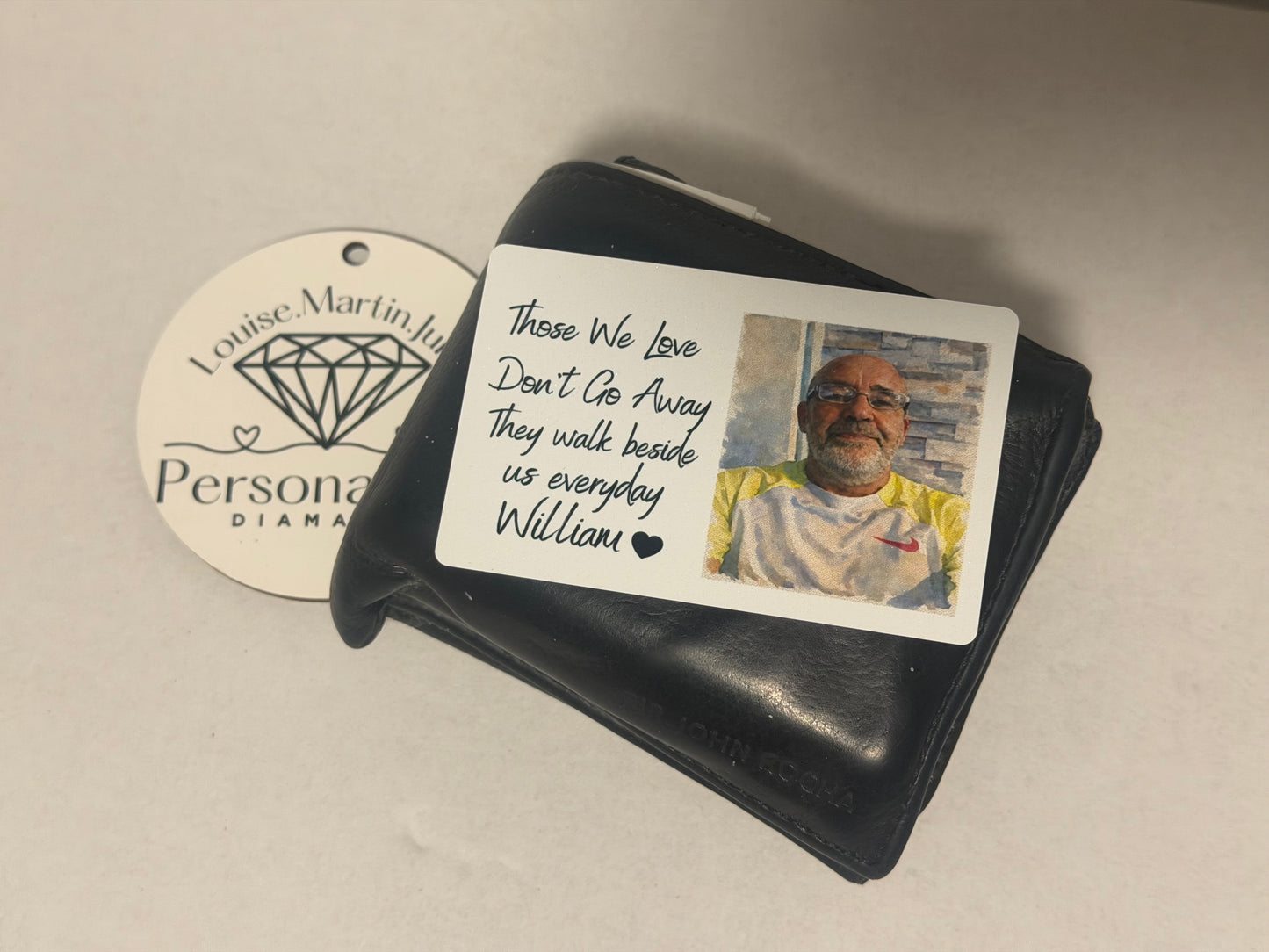 Memorial memory wallet card personalised with a  photo Metal Wallet Card Purse Card  Keepsake Bereavement Gift