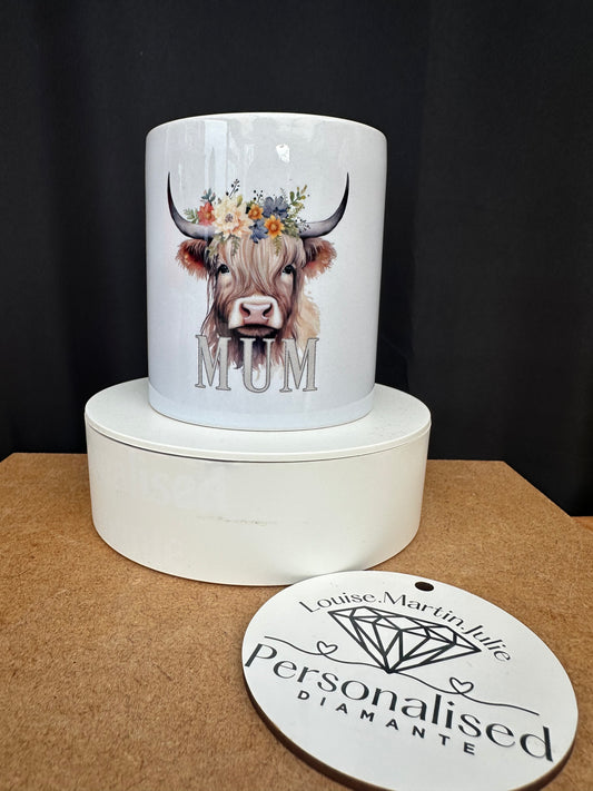 Highland cow money box can be personalised