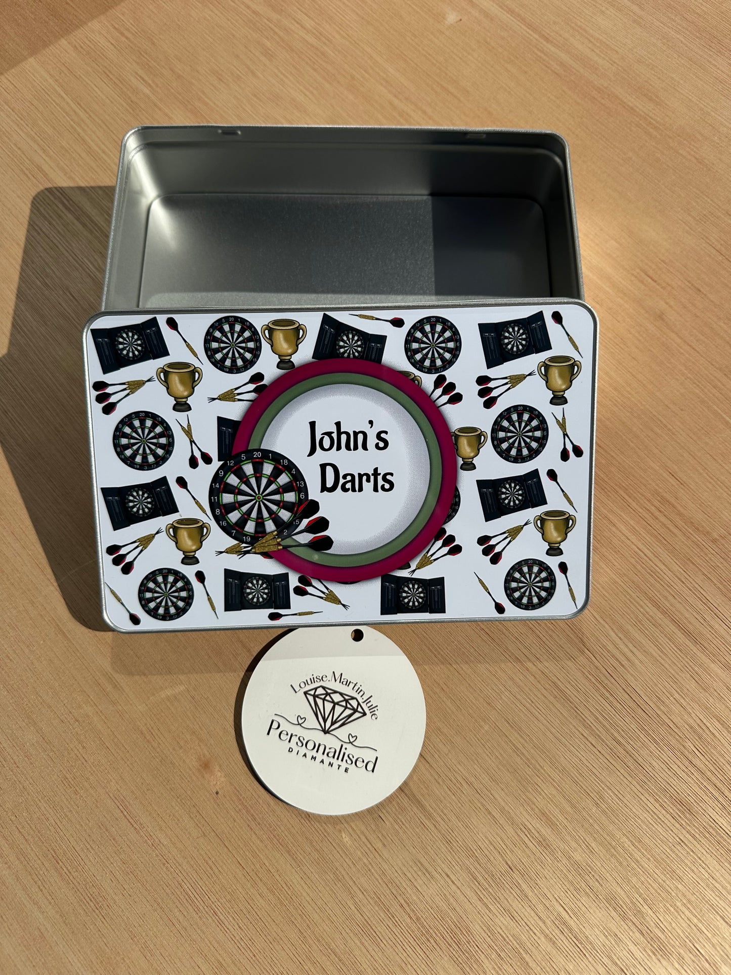 Personalised Darts tin with or with out matching mug