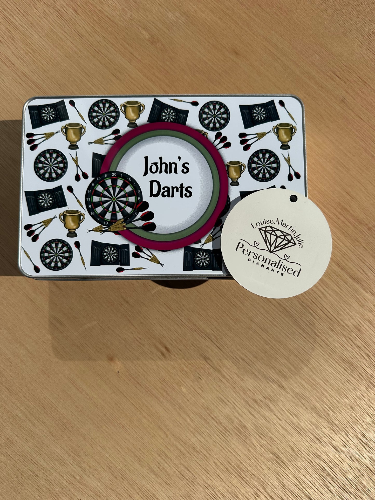 Personalised Darts tin with or with out matching mug