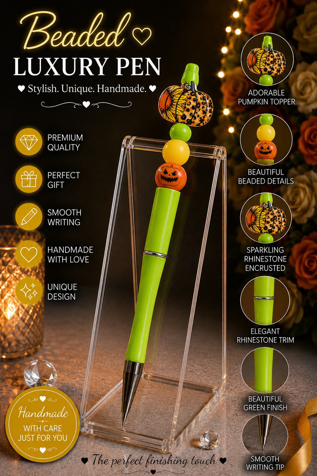 Halloween pumpkin bead pen