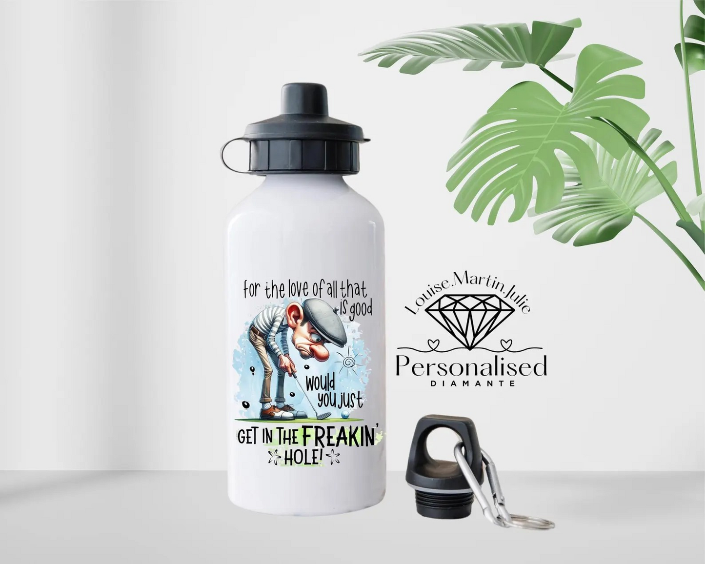 Personalised Golf Water Bottle: 600ml Aluminium Sports Bottle