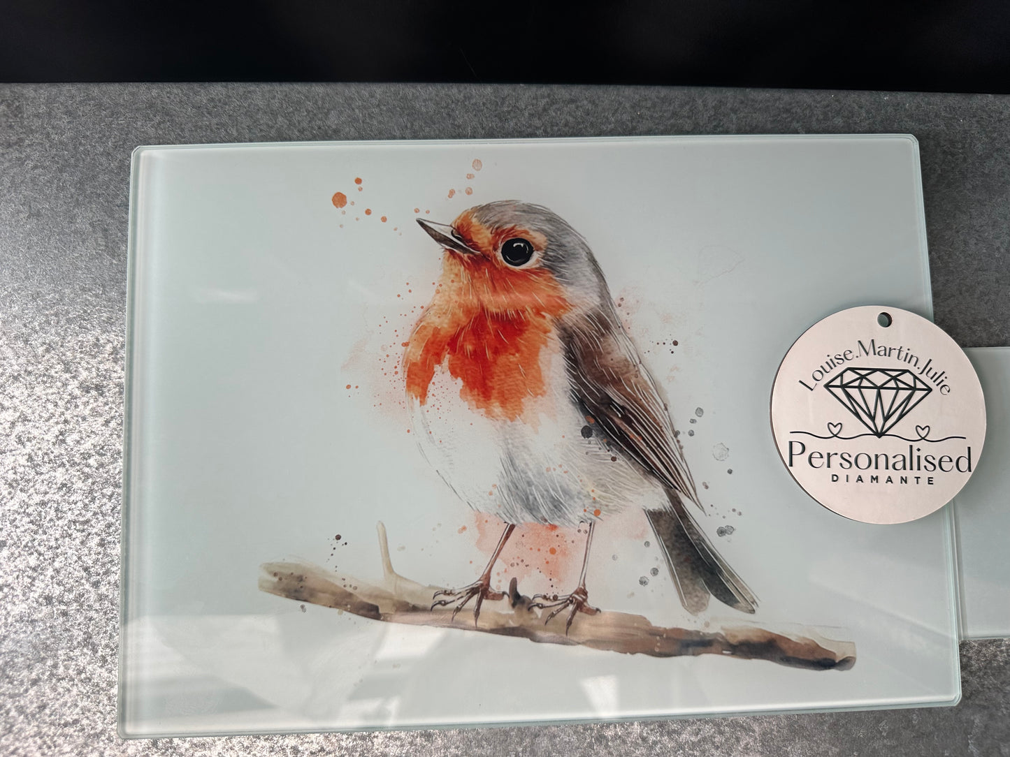 Robin Glass Chopping Board smooth A4 Kitchen