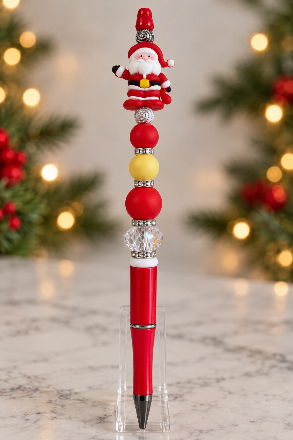 Santa father christmas bow bead pen