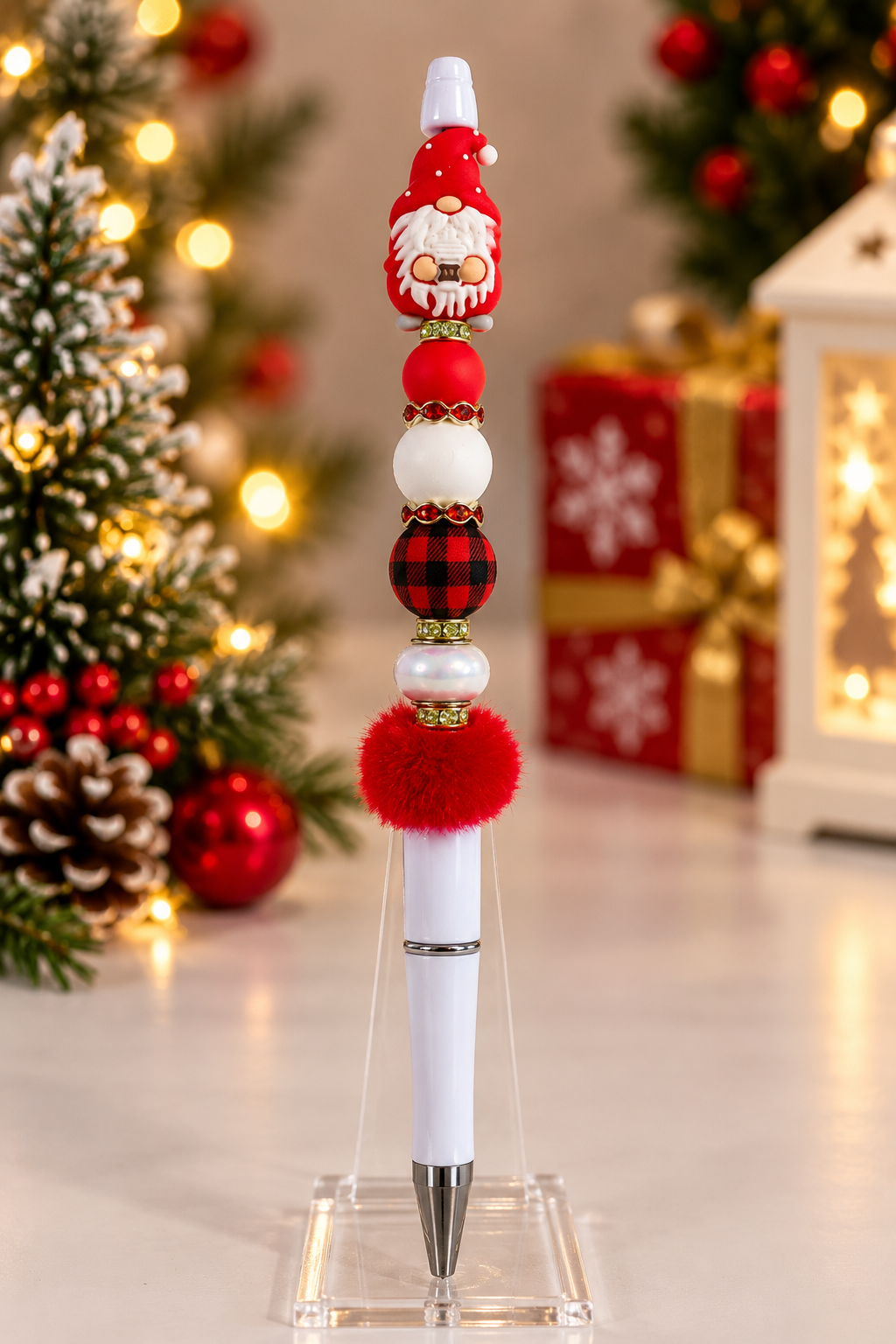 Gonk christmas santa bead pen