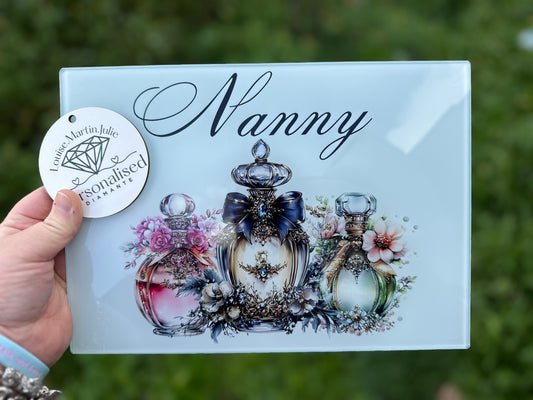 Perfume design glass vanity table board personalised