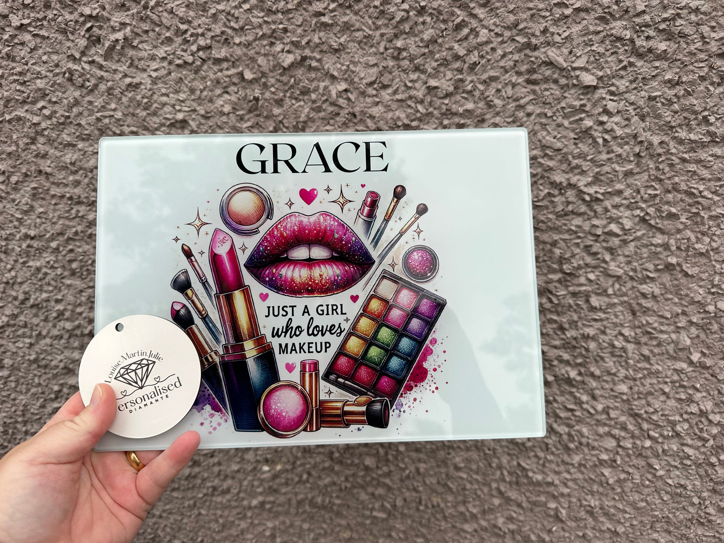 Personalised make up design glass board