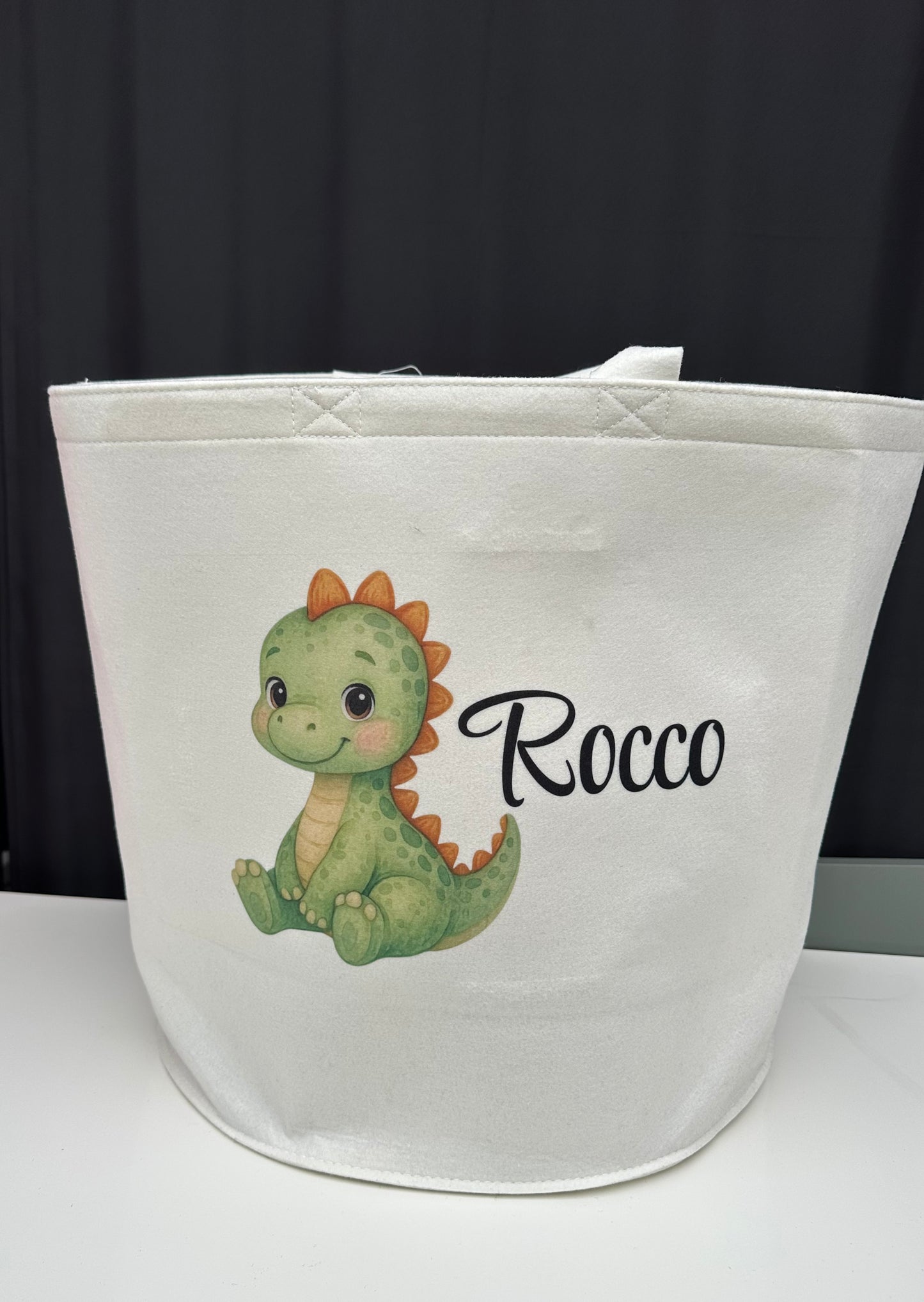 Personalised Felt Trug Dinosaur design
