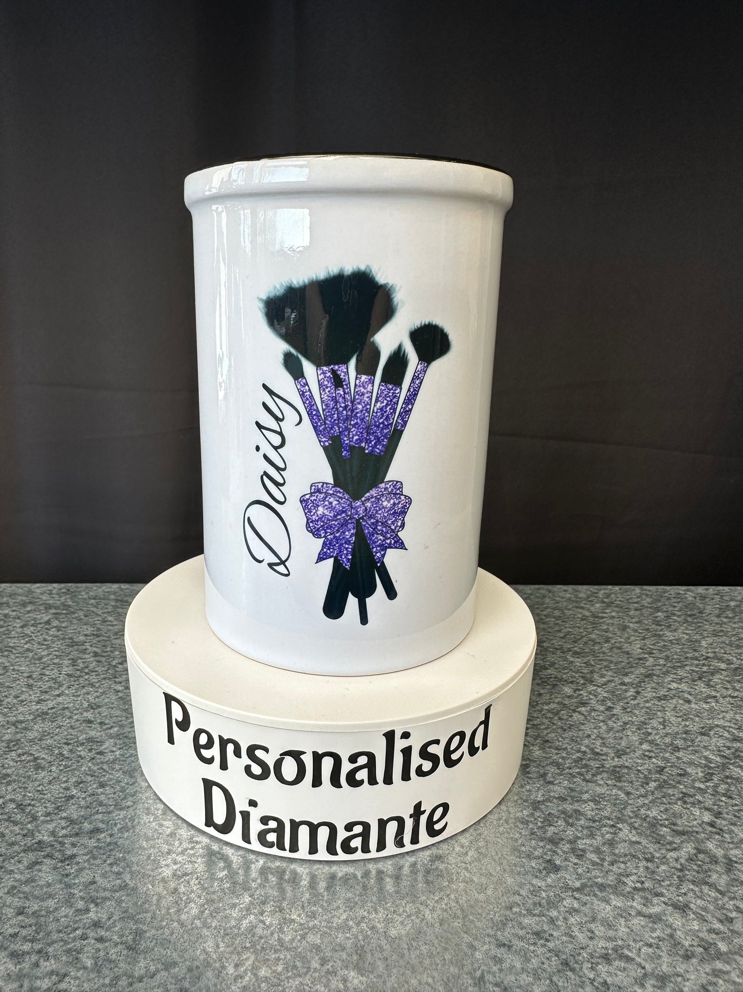 Makeup Brush ceramic pot, personalised makeup brush holder