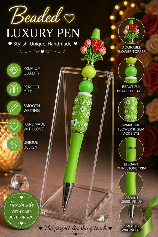 Lego tulip flower bead pen