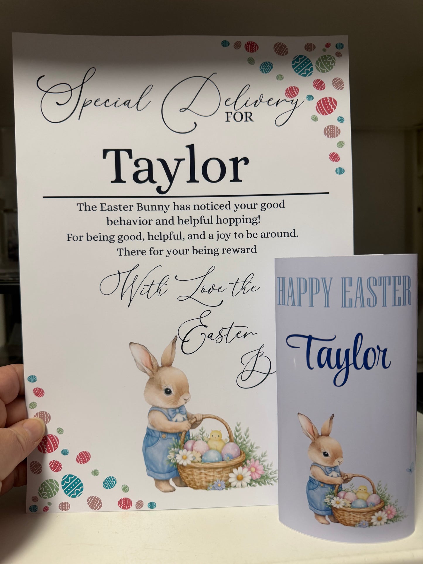 Easter Certificates and matching chocolate bar wrapper