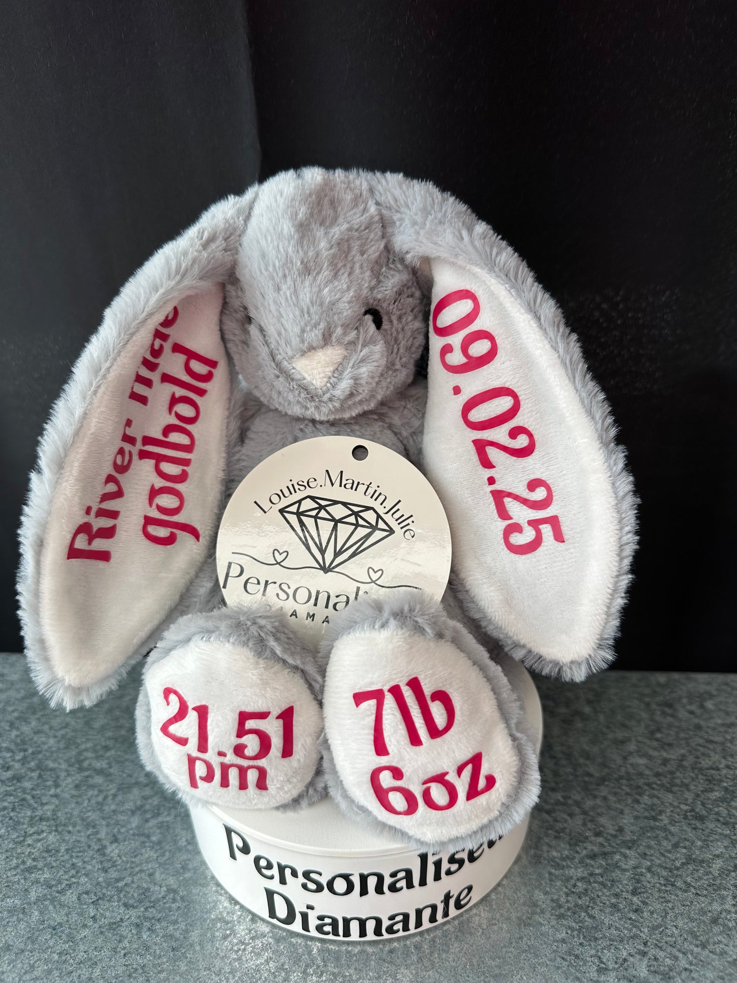 Personalised teddy bunny, bunny comforter new baby gift