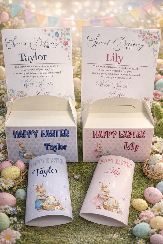 Easter set box certificate and chocolate bar wrapper