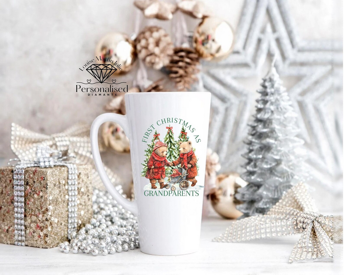 First Christmas as Grandparents 17oz Ceramic latte mug
