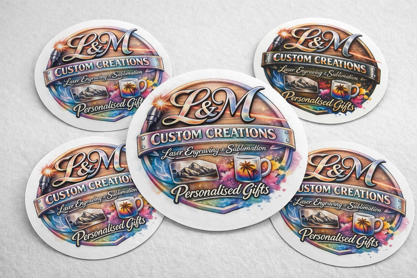 Business logo stickers 2 different sizes