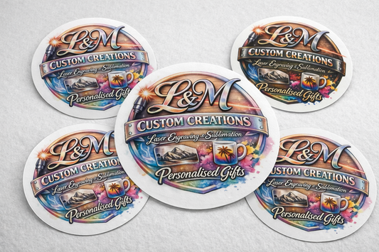 Business logo stickers 2 different sizes