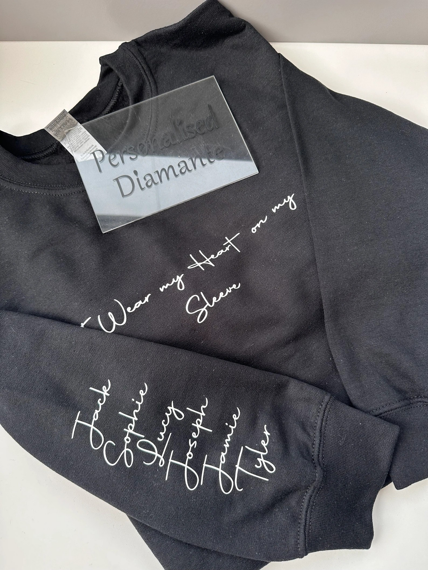 Personalised I wear my heart on my sleeve sweater