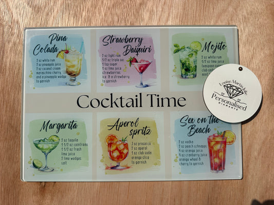 Cocktail recipes glass cutting Chopping Board A4