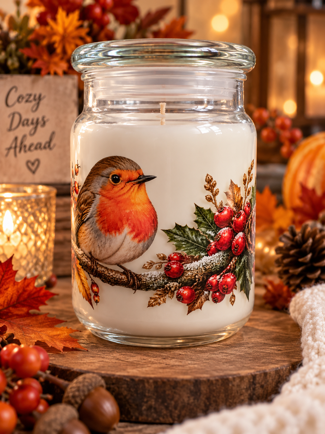 Christmas robin Candle