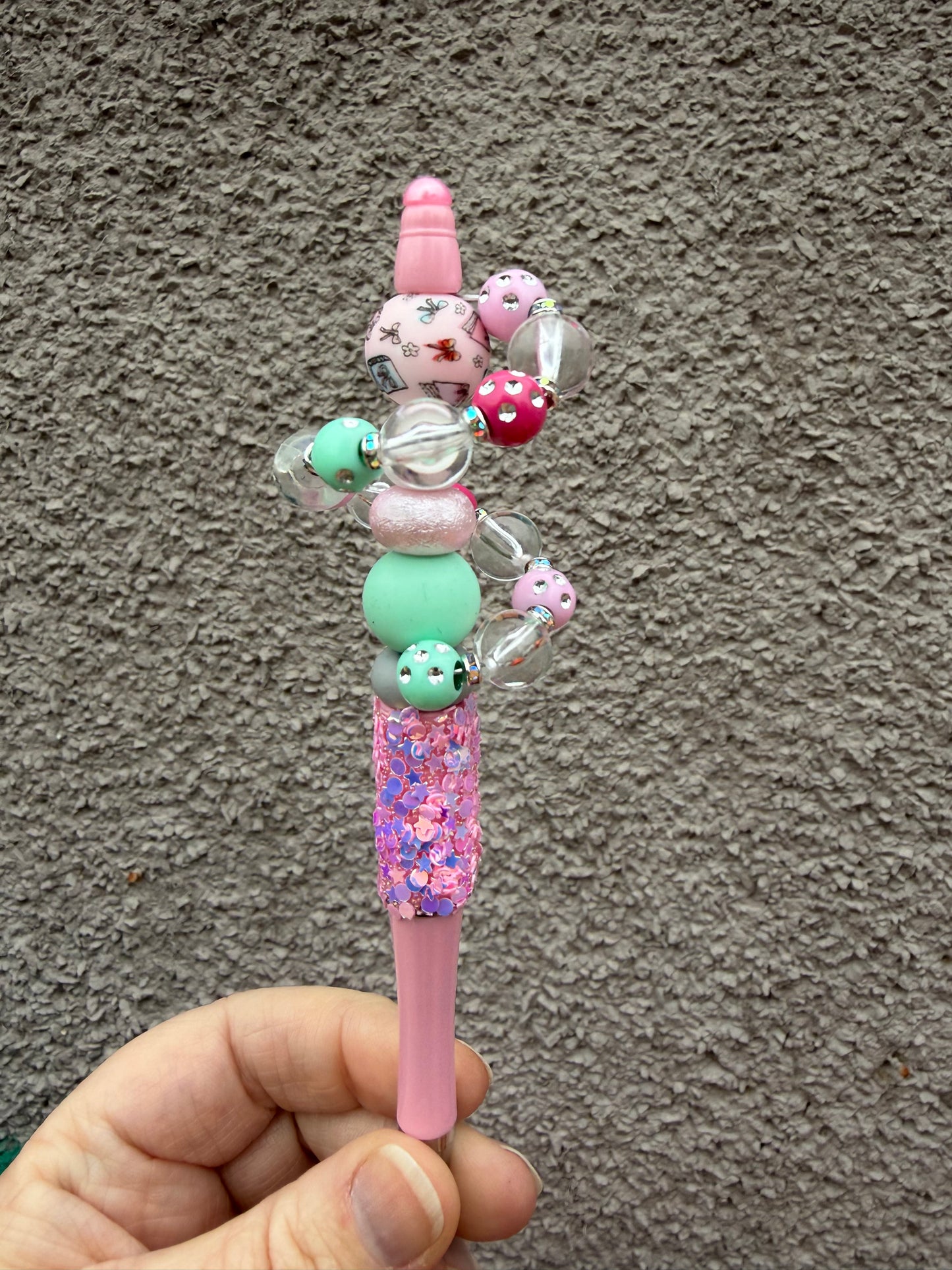 Pink teacher spiral  Bead pen