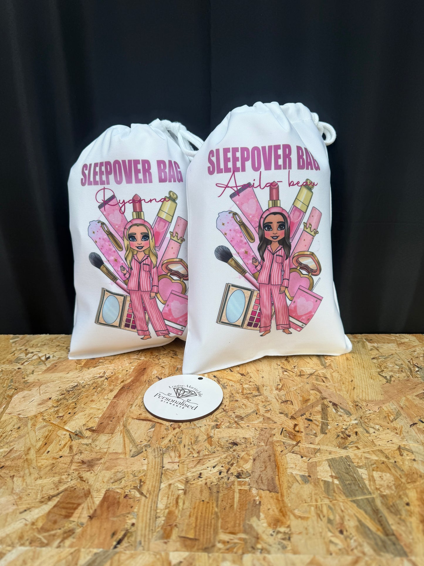 Personalised Sleepover party Make up gift bags
