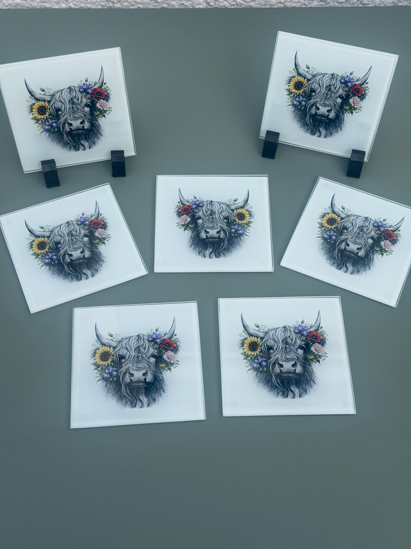 Highland cow glass coaster