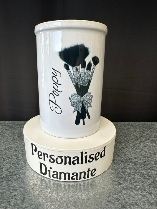 Makeup Brush ceramic pot, personalised makeup brush holder