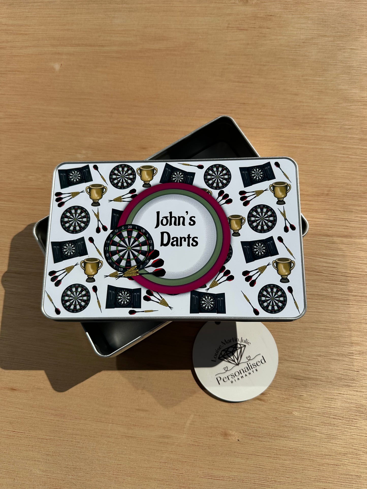 Personalised Darts tin with or with out matching mug