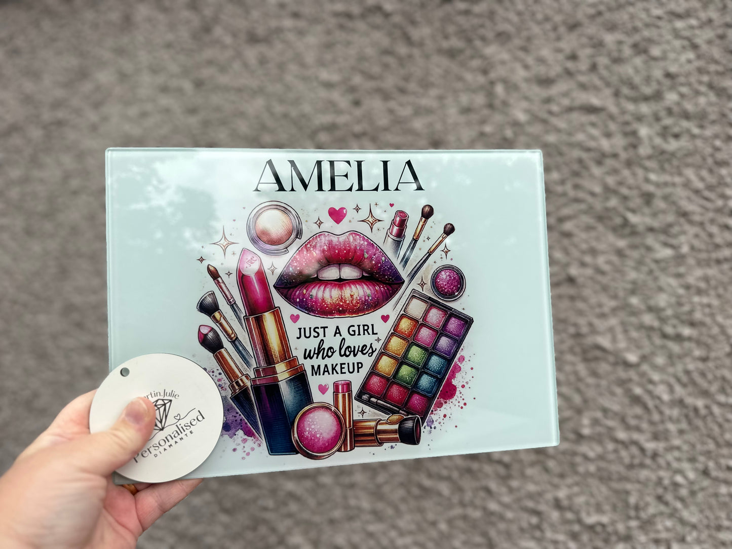 Personalised make up design glass board